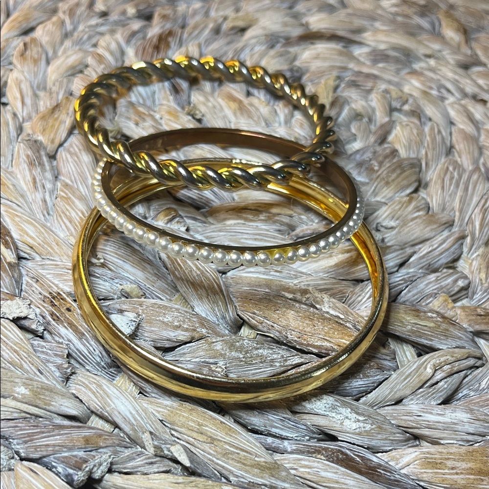 Gold Tone Trio Bangle Set - Picture 1 of 5